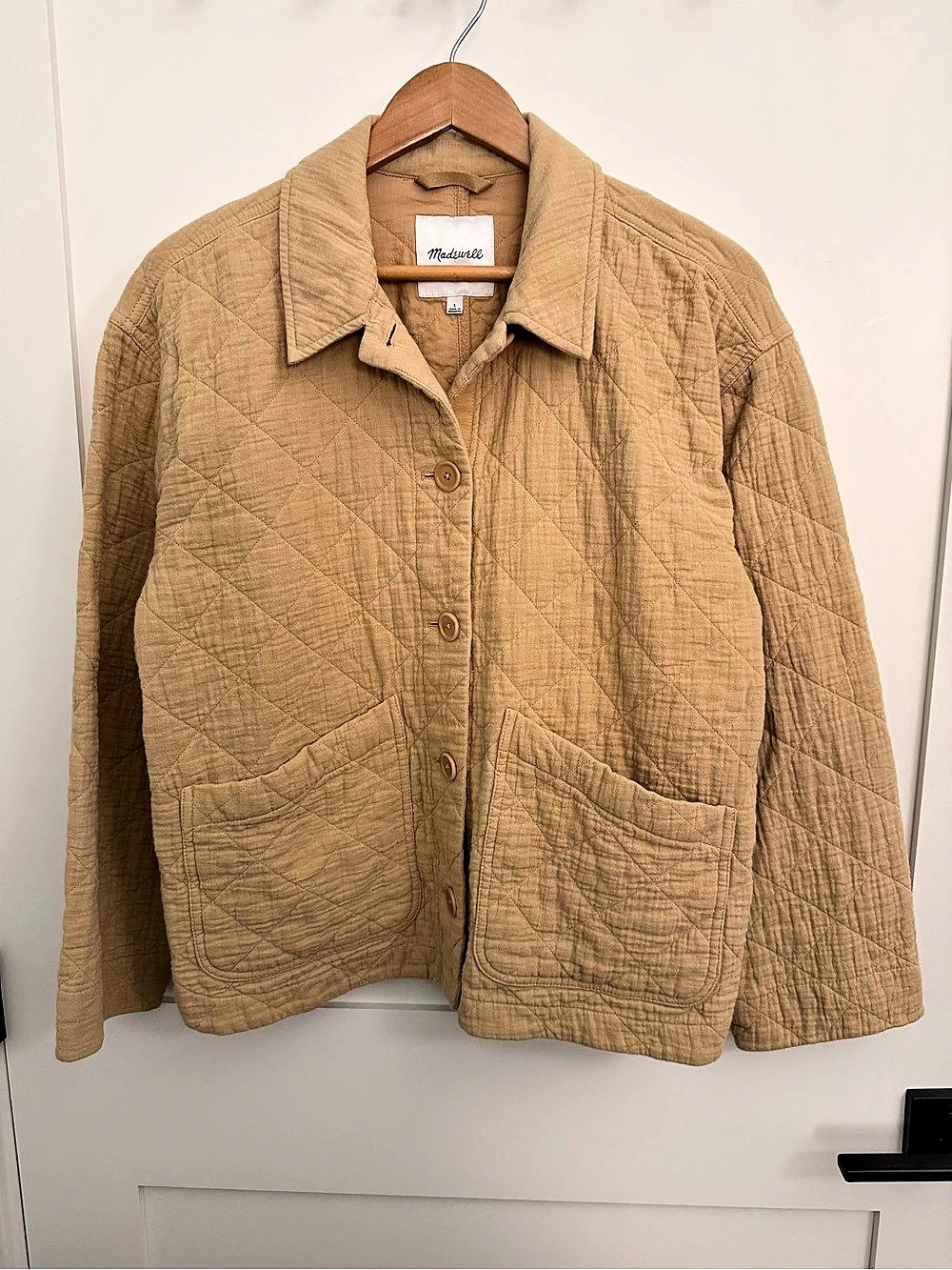 Madewell Quilted Lightspun Cropped Shirt-Jacket in Brown